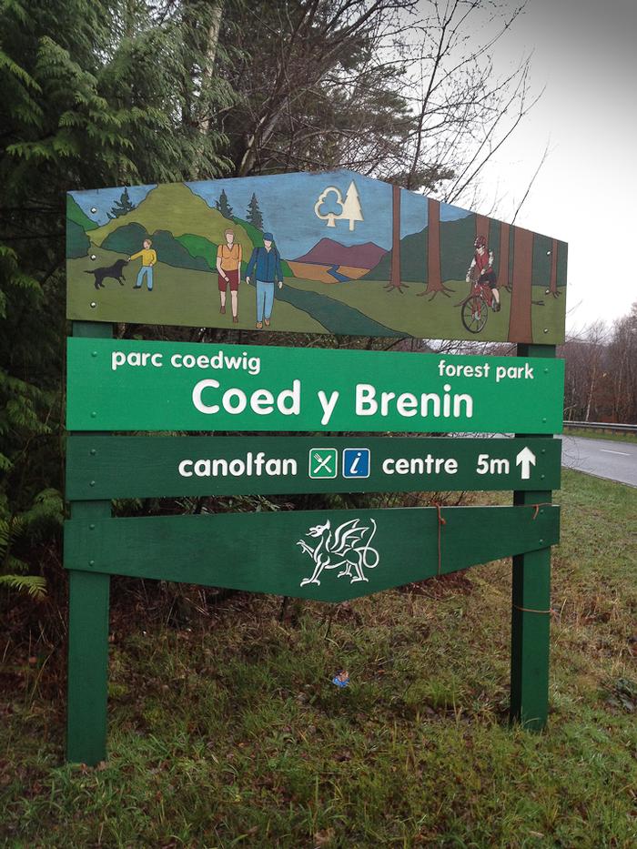 coed y brenin wooden signage