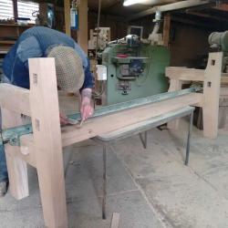 wooden bench being made